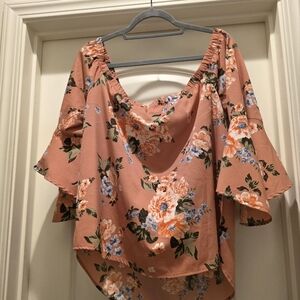 Elegant Floral Blouse in Peach